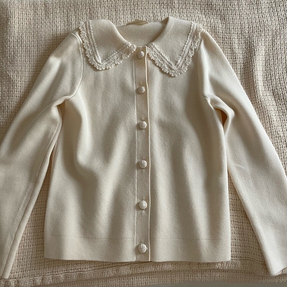 Sezane Bettany Cardigan in Ecru Small - Picture 2 of 5